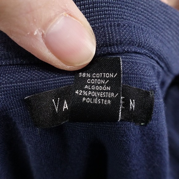 VAN HEUSEN SHORT SLEEVE BLUE STRIPED POLO SHIRT MENS SZ XL - Picture 6 of 6